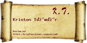 Kriston Tömör névjegykártya